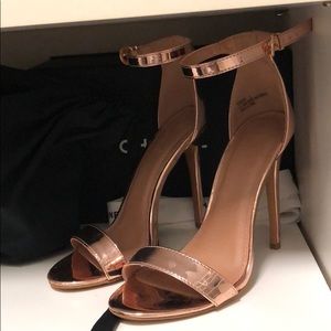 Rose Gold Chrome Strap Sandals